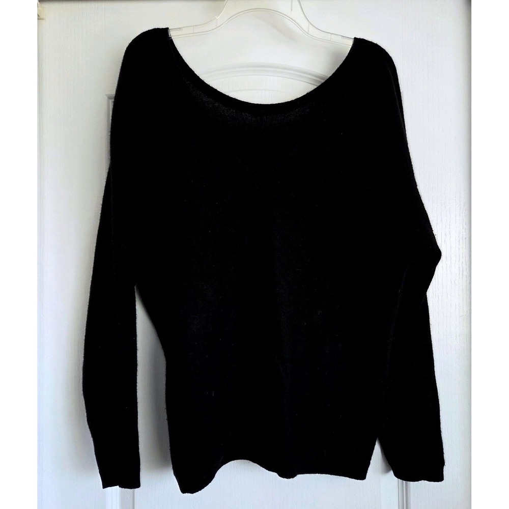 Vince Black 100% Cashmere Scoop Front‎ V Back Slouchy Dolman Sweater Sz L